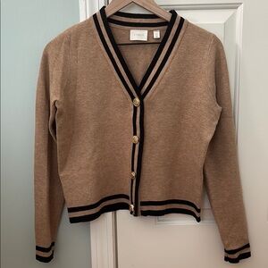 Cyrus XS gold button Tan and Black Structured Cardigan super soft !